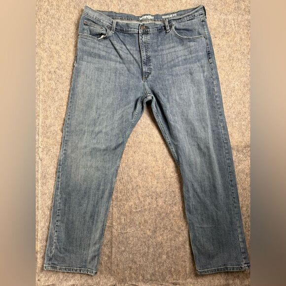 Wrangler Jeans Mens 42 X 30 Blue Denim High Rise Regular Fit Straight Leg Preppy - Picture 2 of 5